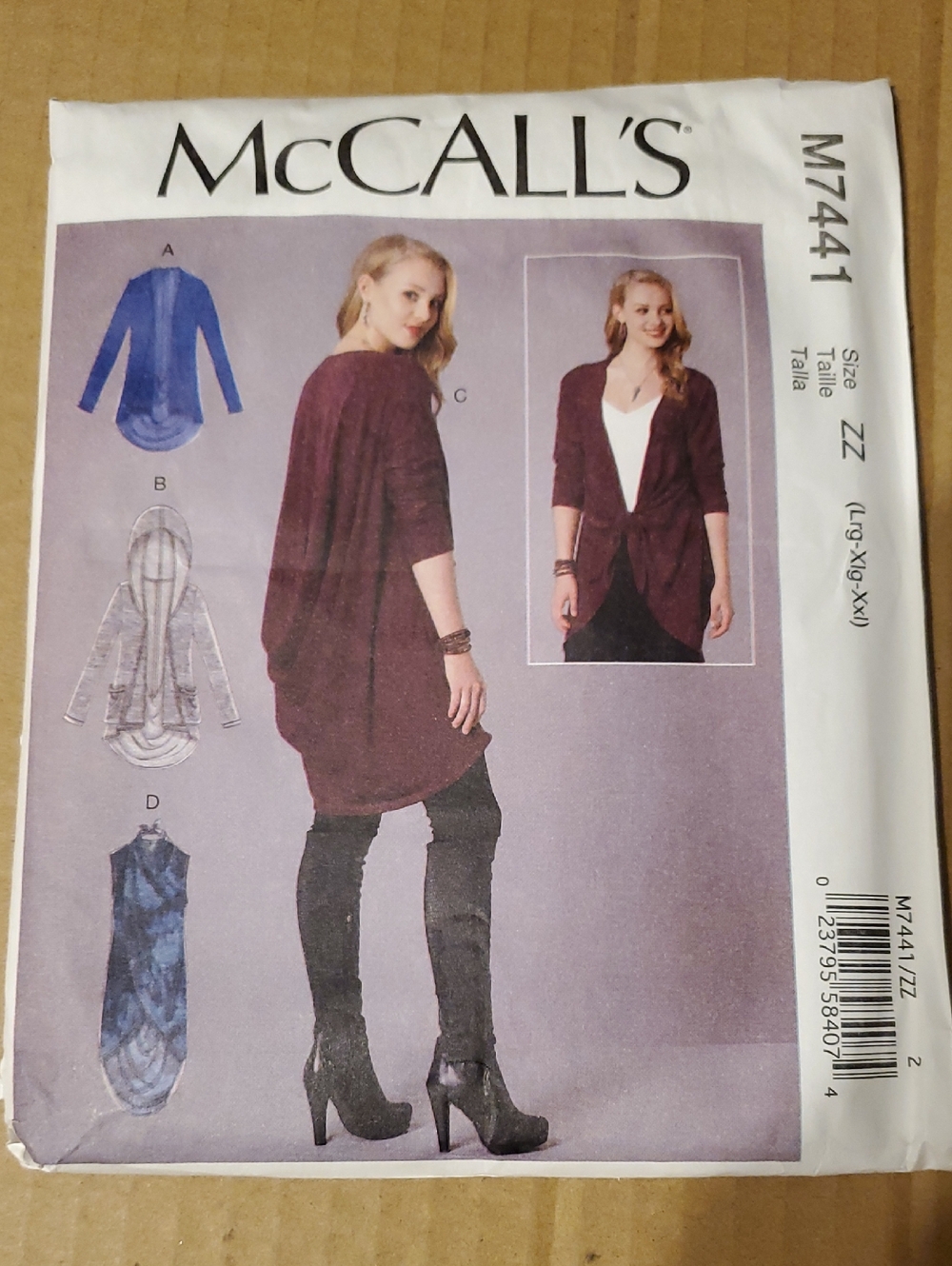 Simplicity Burgundy Open-Front Women's Cardigan Size Lrg-Xxl